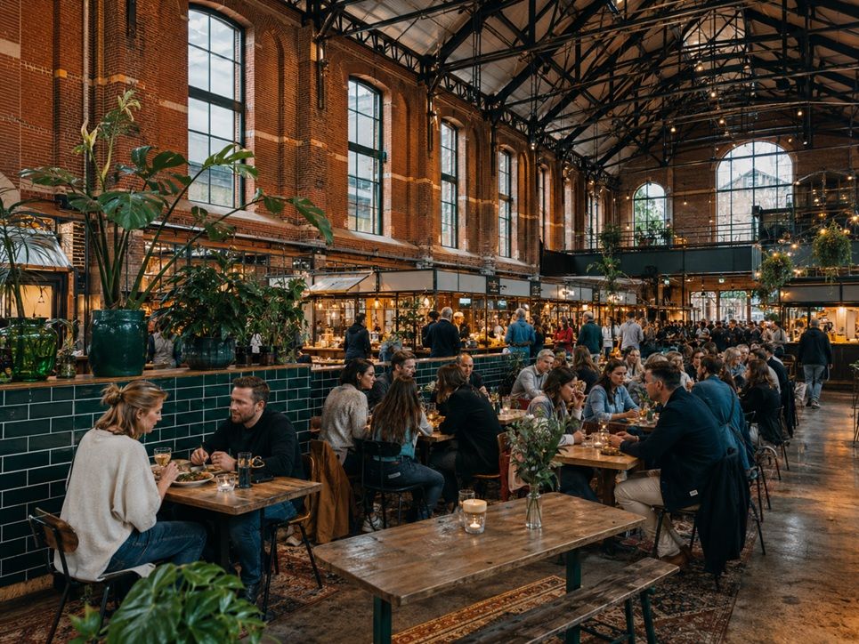 De Hallen en de Foodhallen in Oud-West, Amsterdam, dichtbij de serviced apartments van City Retreat
