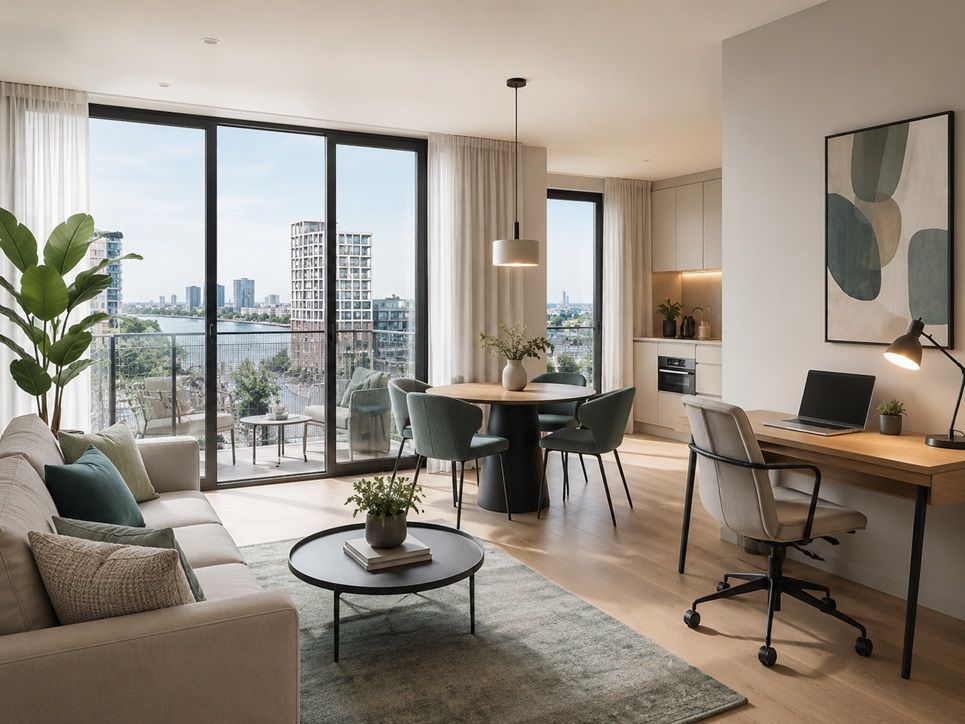 Volledig gemeubileerd nieuwbouw serviced apartment met werkplek in Amsterdam Noord