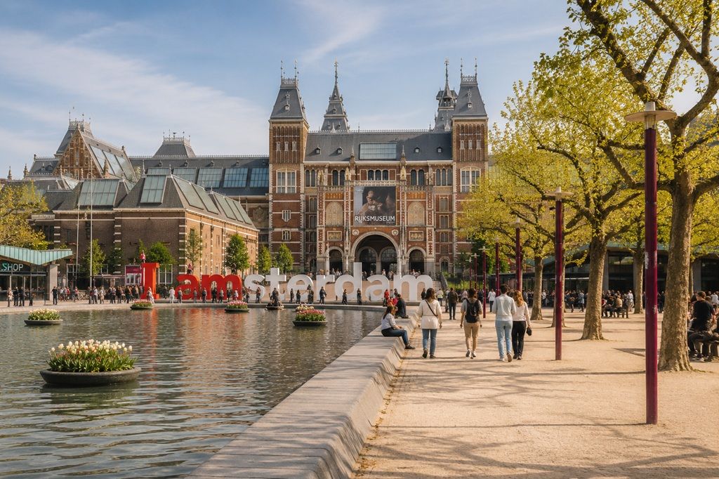 Het Museumplein en het Rijksmuseum in Oud-Zuid, Amsterdam, nabij de serviced apartments van City Retreat