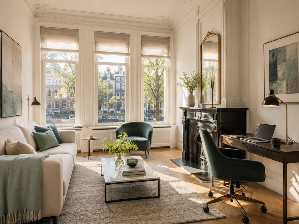 Volledig gemeubileerd grachtenpand-appartement met werkplek in Amsterdam Centrum