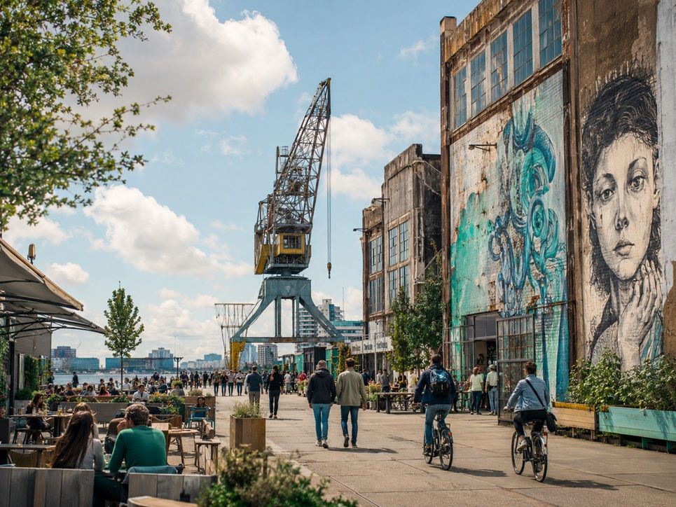 De NDSM-werf en de IJ-oever in Amsterdam Noord, dichtbij de serviced apartments van City Retreat