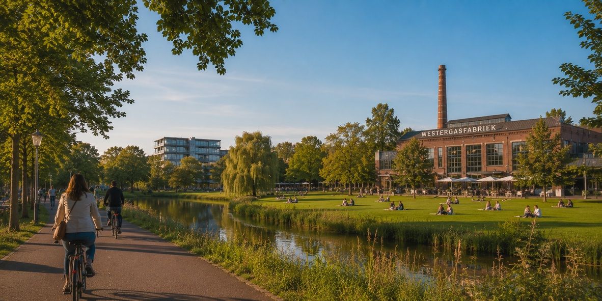 Het cultuurpark Westergasfabriek in Westerpark, Amsterdam, dichtbij de serviced apartments van City Retreat