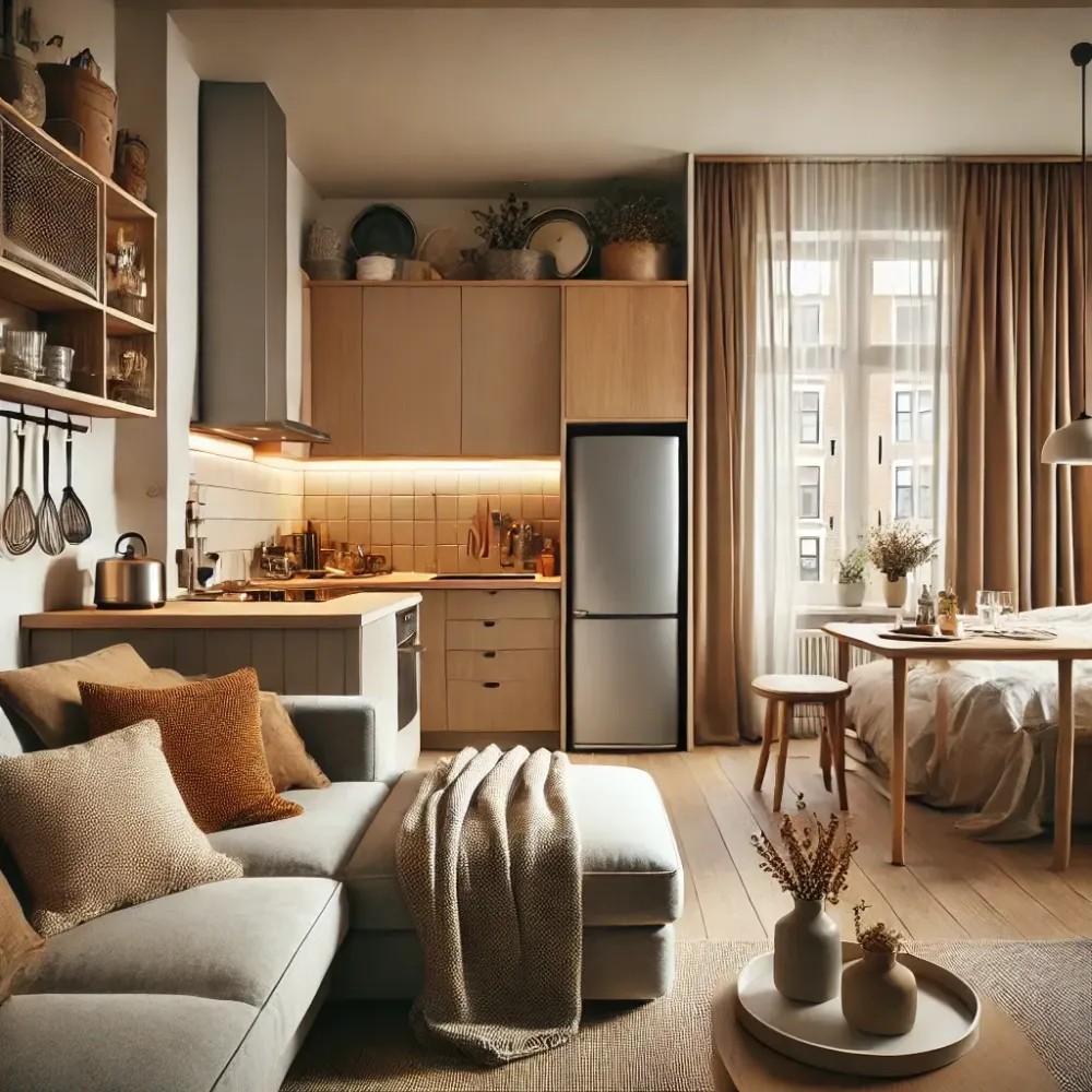 Fully furnished apartment Amsterdam - living room and kitchen