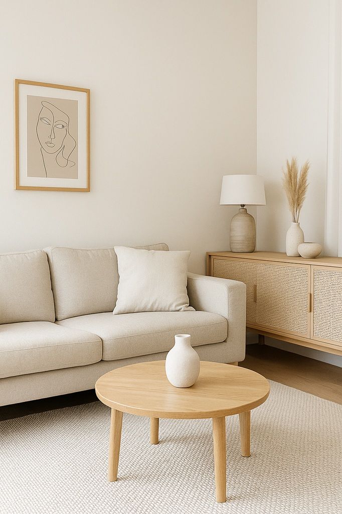 Modern Amsterdam apartment interior with calm natural light and soft tones